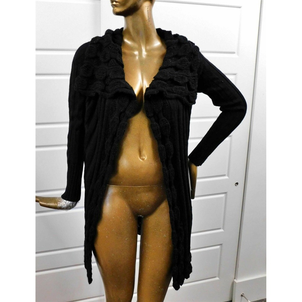 New Vertigo Black Knit Long Sweater Coat sz XL